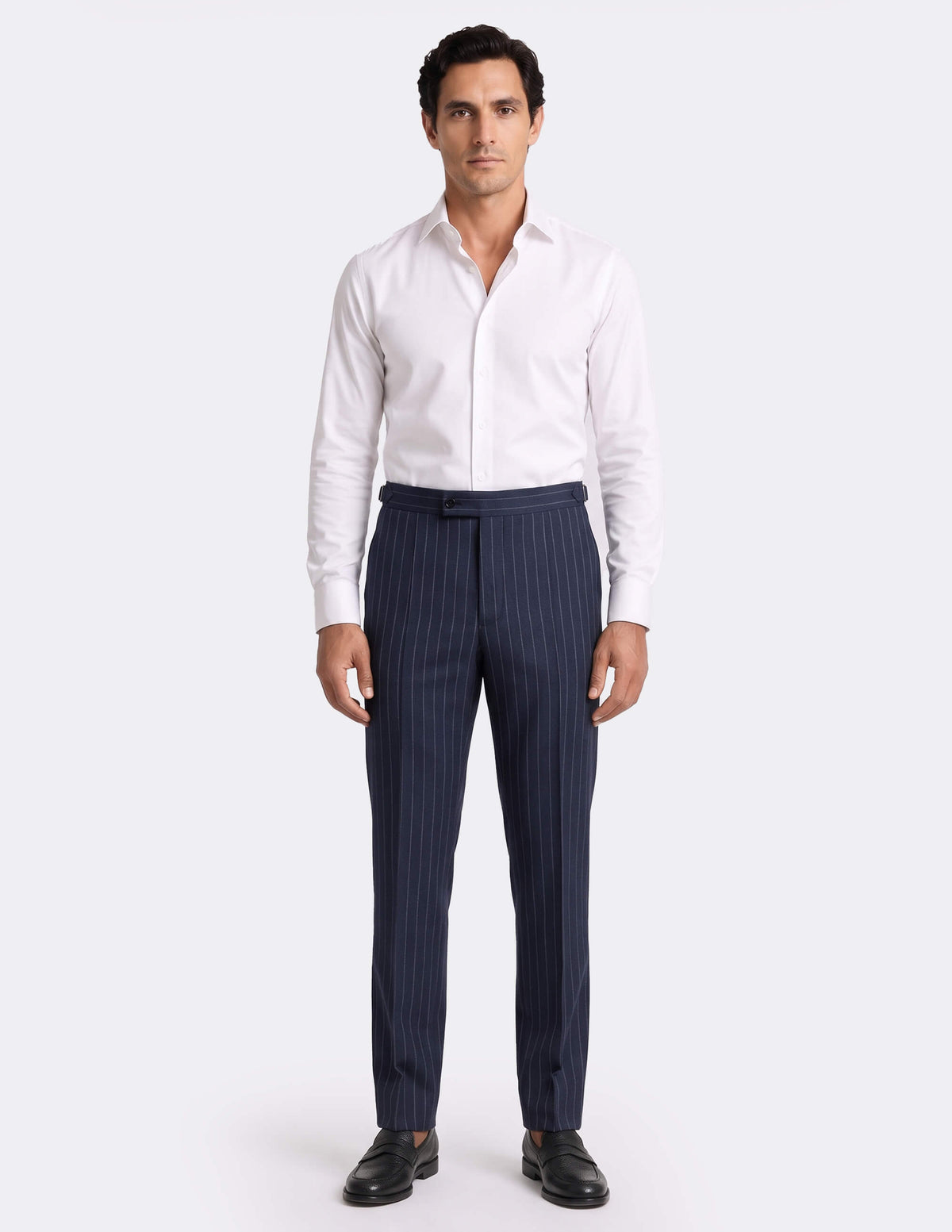 The Renvaro Navy Pinstripe Trousers - Samir Bachkami