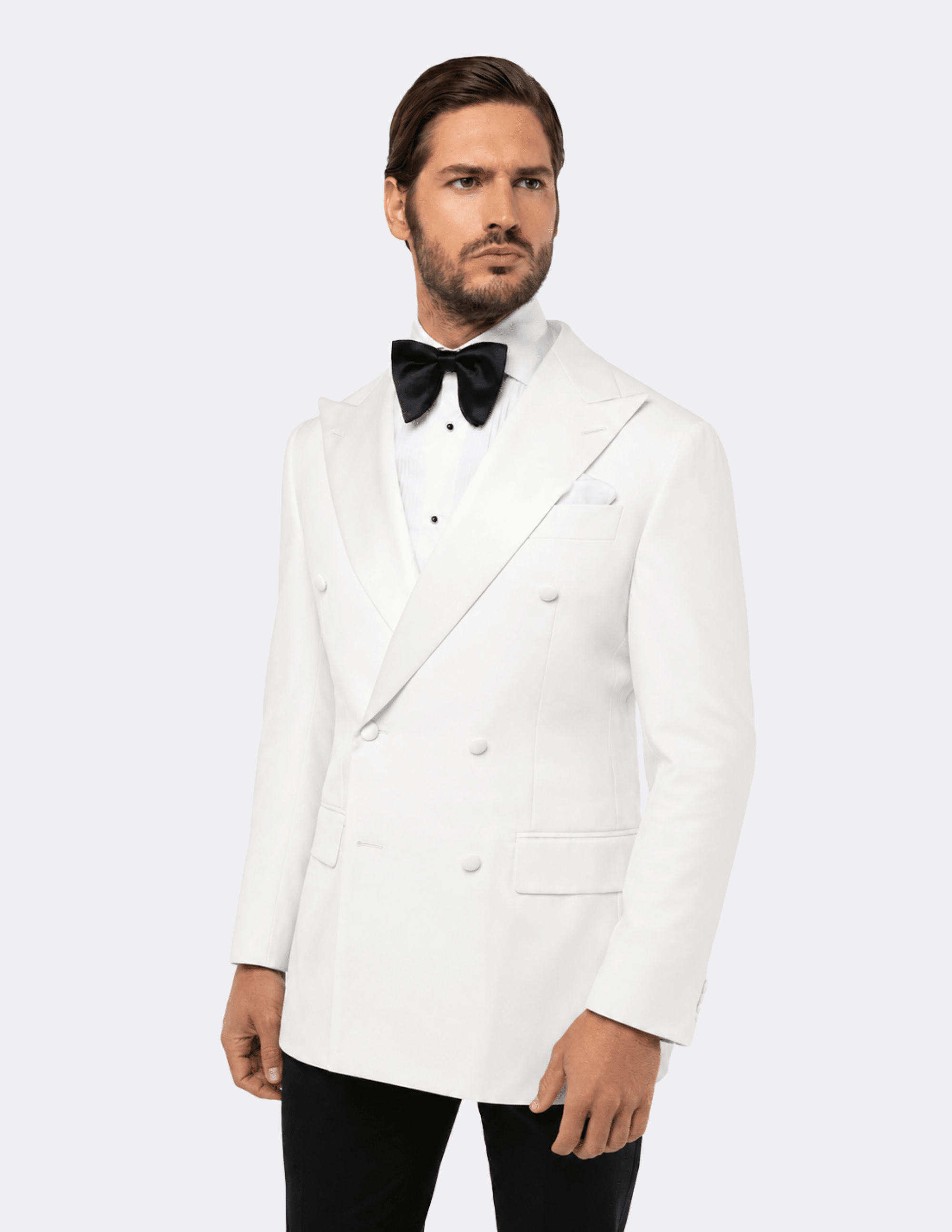 White Double Breasted Tuxedo - Samir Bachkami