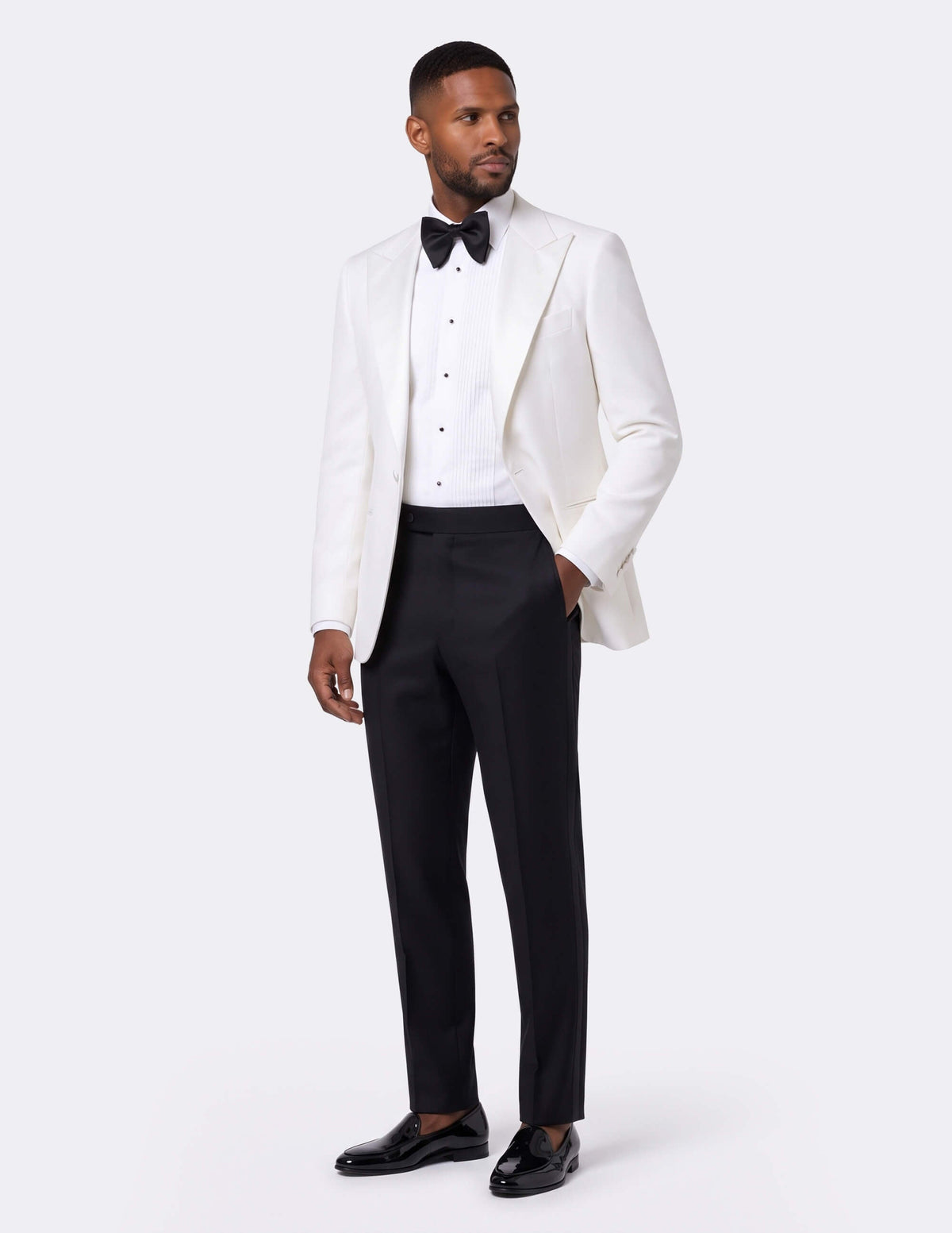 White Single-Breasted Tuxedo Suit - Samir Bachkami