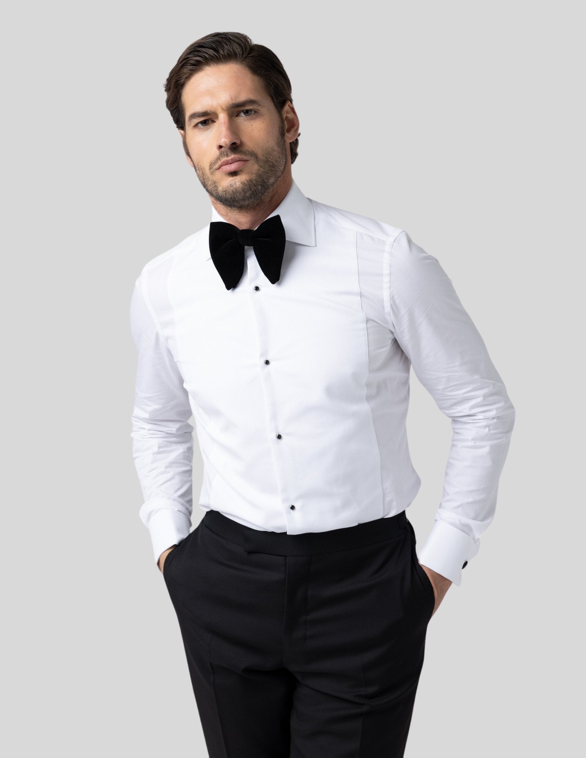 White Slim fit Tuxedo Shirt - Samir Bachkami