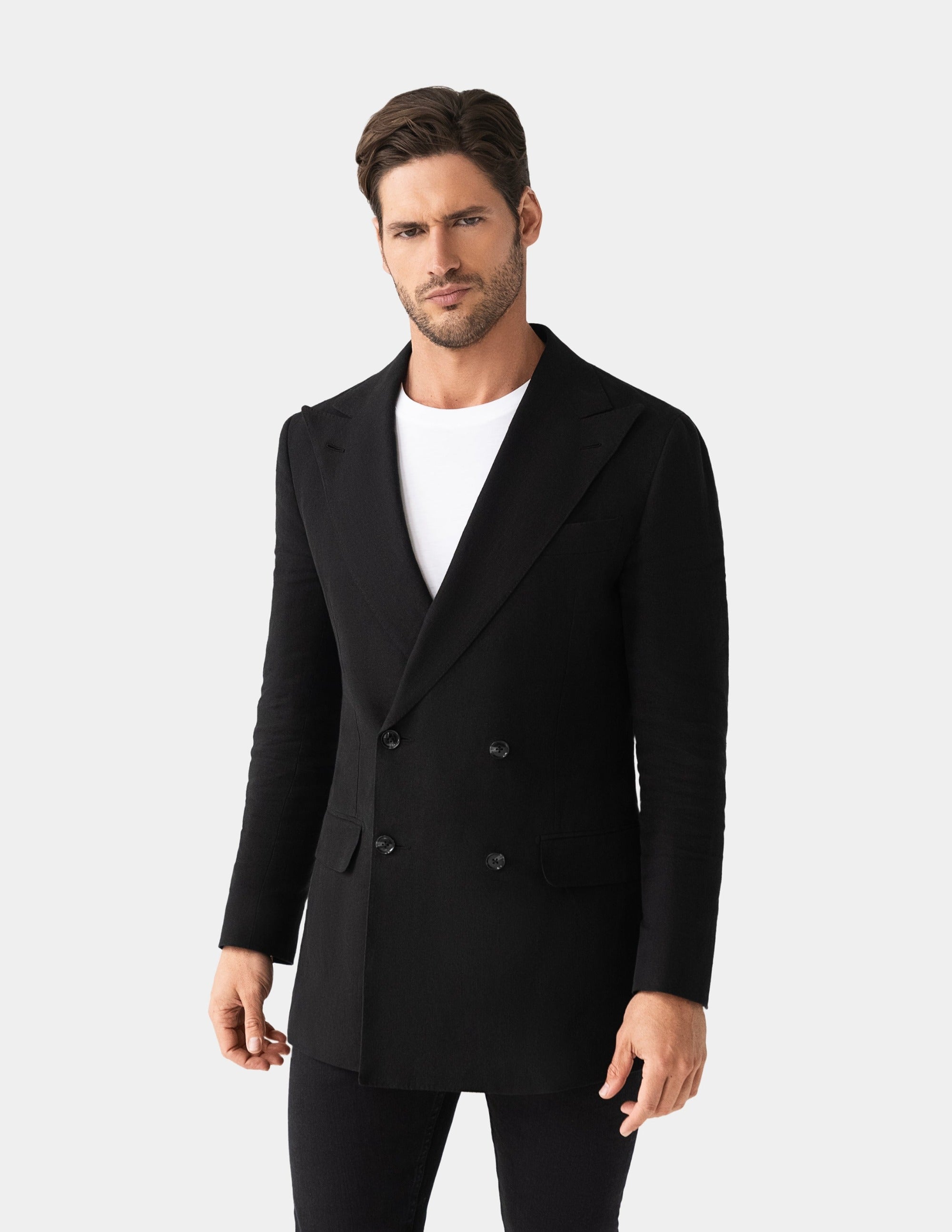 Black Linen Double Breasted Suit - Samir Bachkami