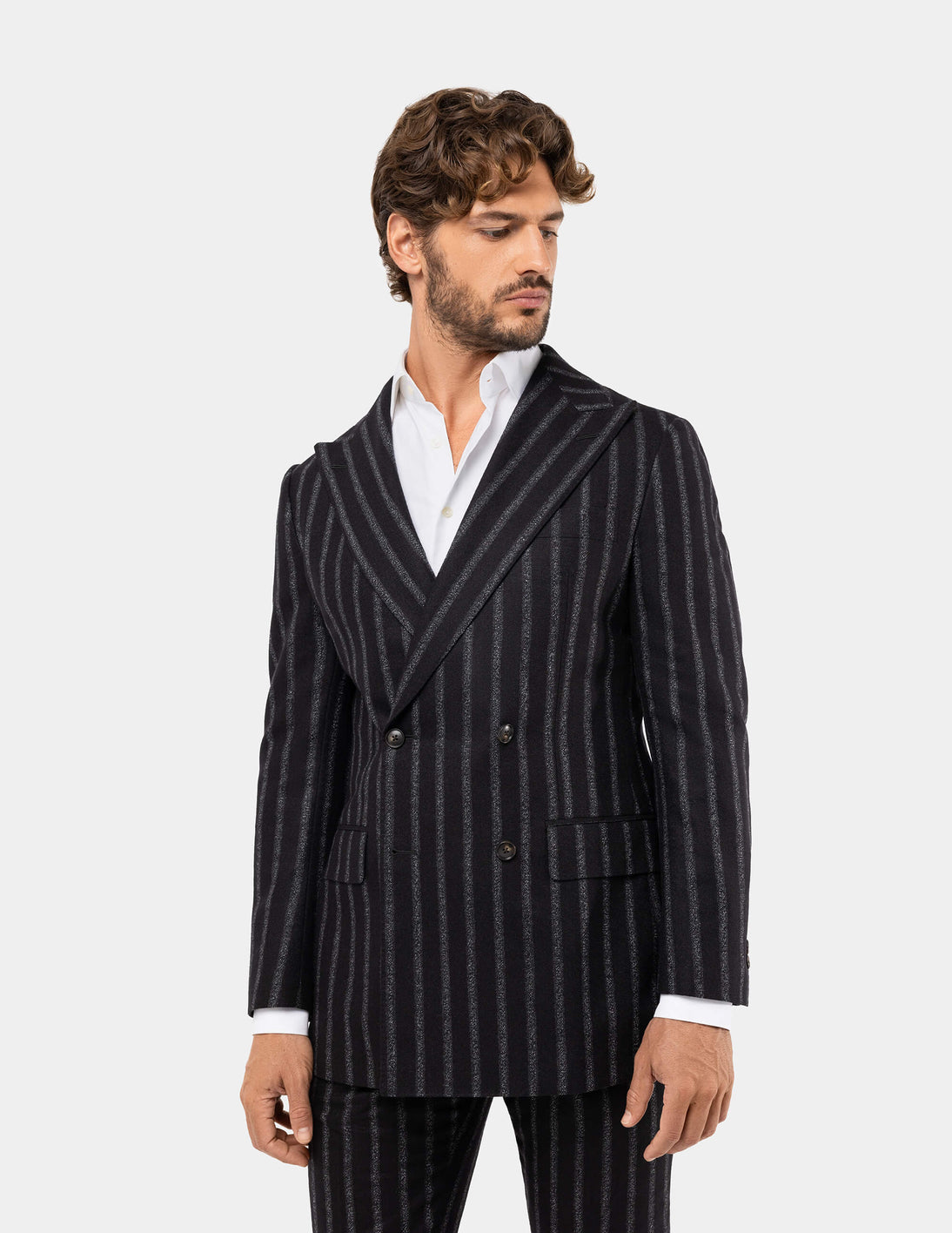 Black White Stripes Double Breasted Suit - Samir Bachkami