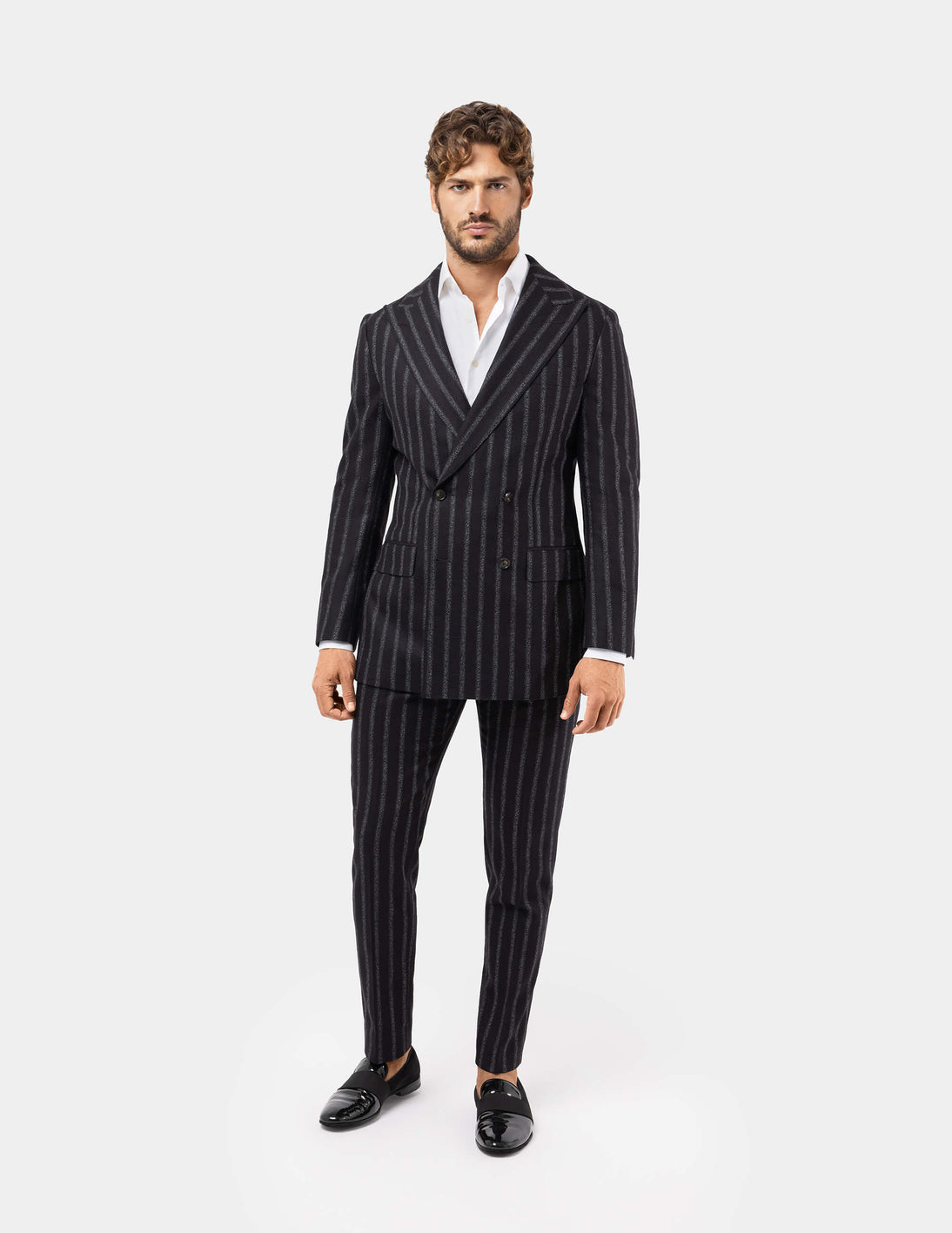 Black White Stripes Double Breasted Suit - Samir Bachkami