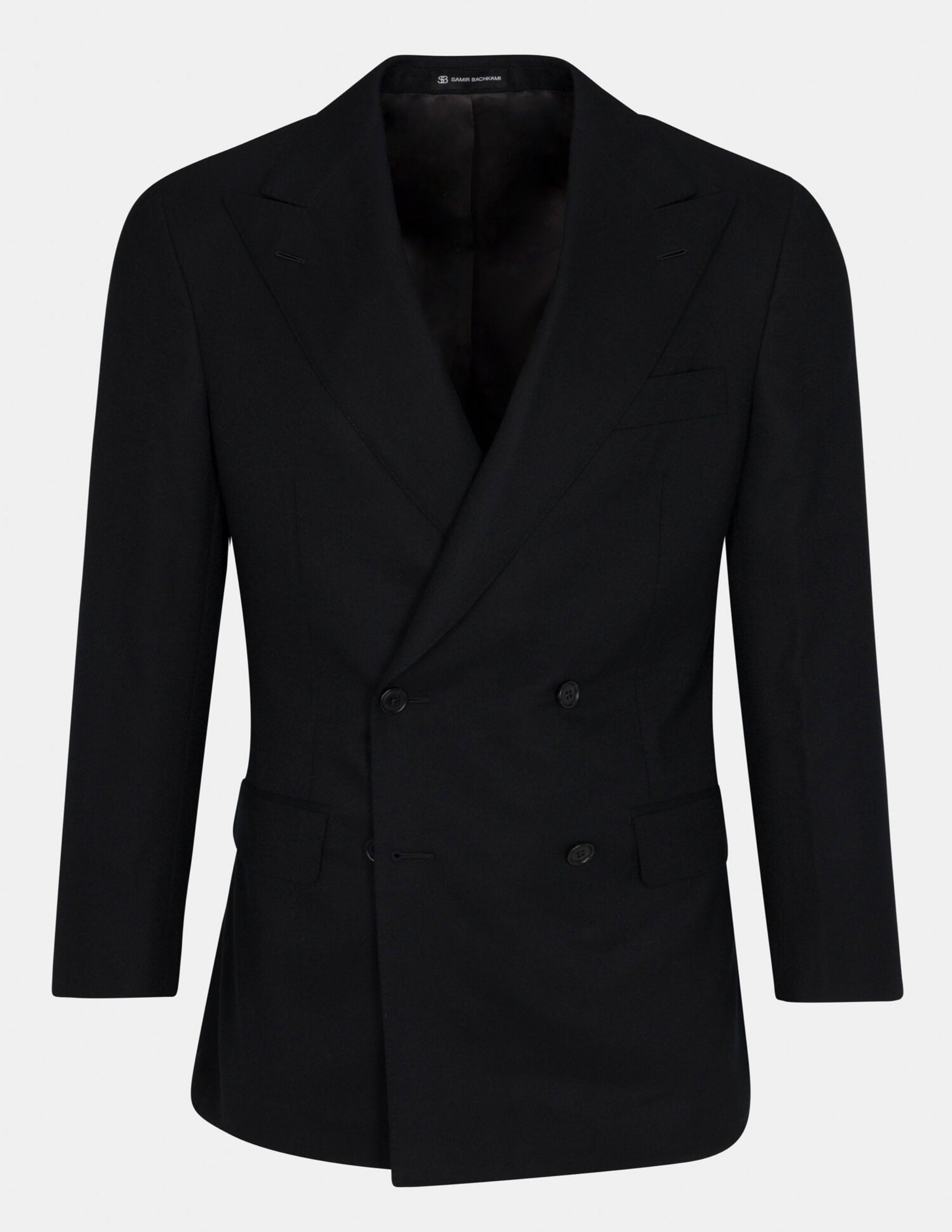 Black Wool Cashmere Double Breasted Jacket - Samir Bachkami