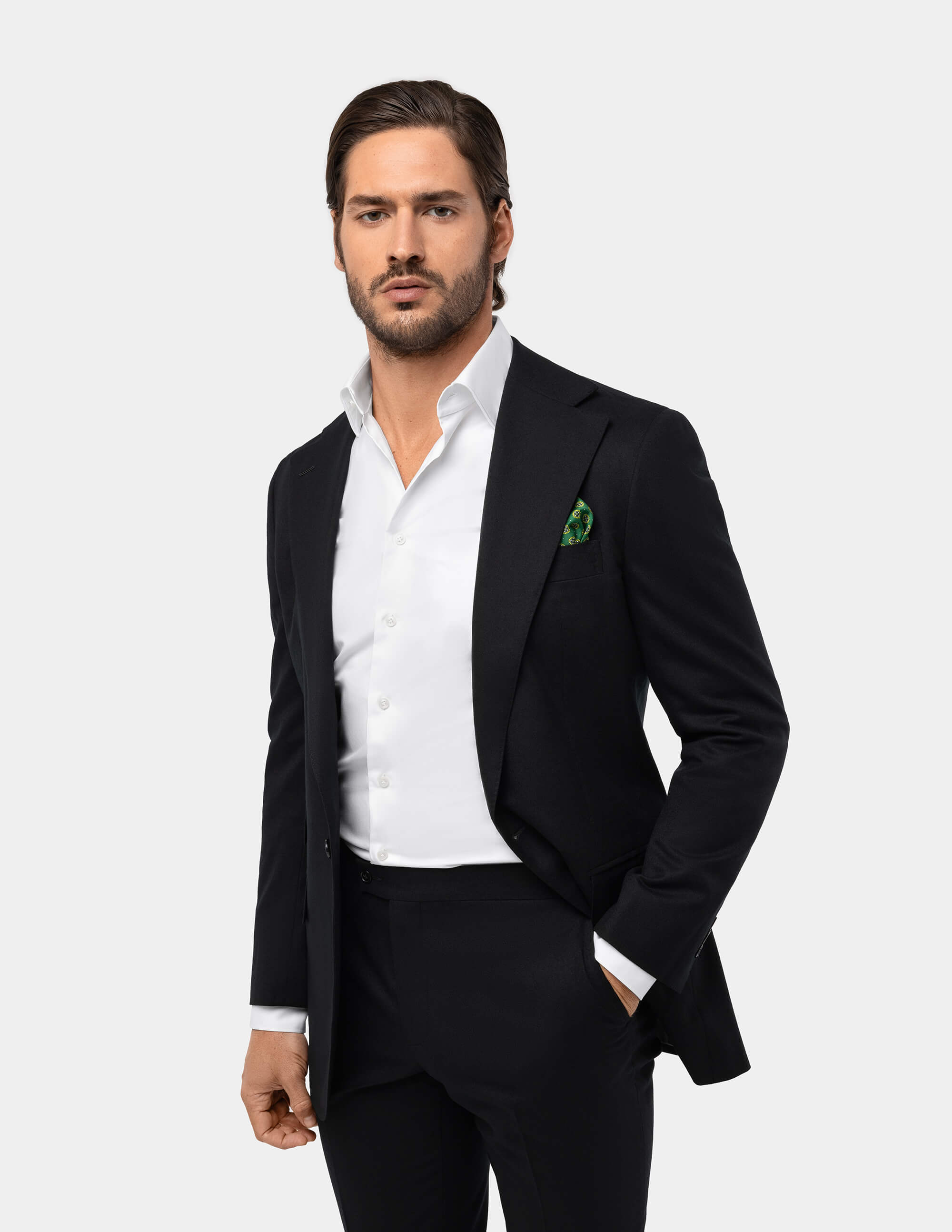 Black Wool Cashmere Notch Suit - Samir Bachkami