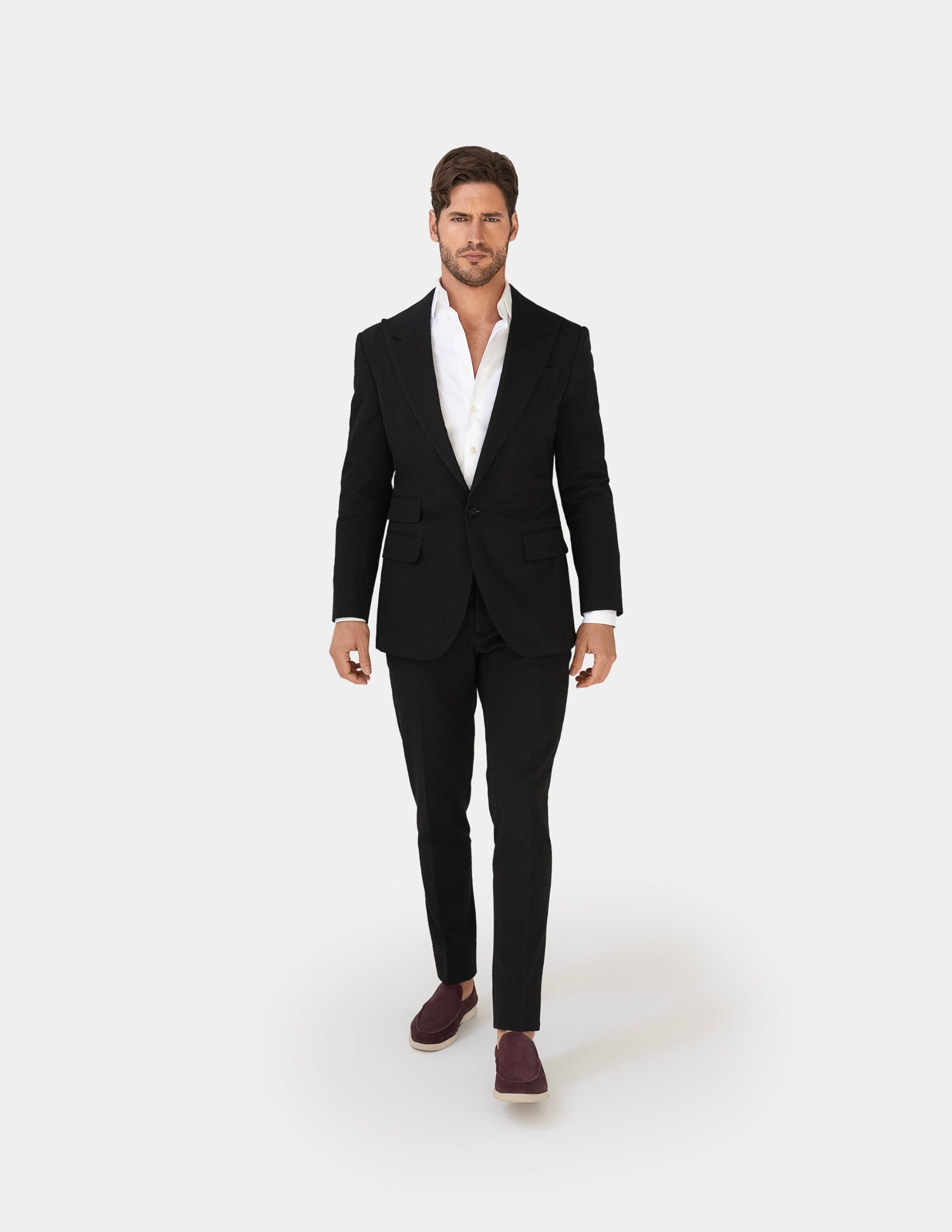 Black Wool Cashmere Single Breasted Suit - Samir Bachkami