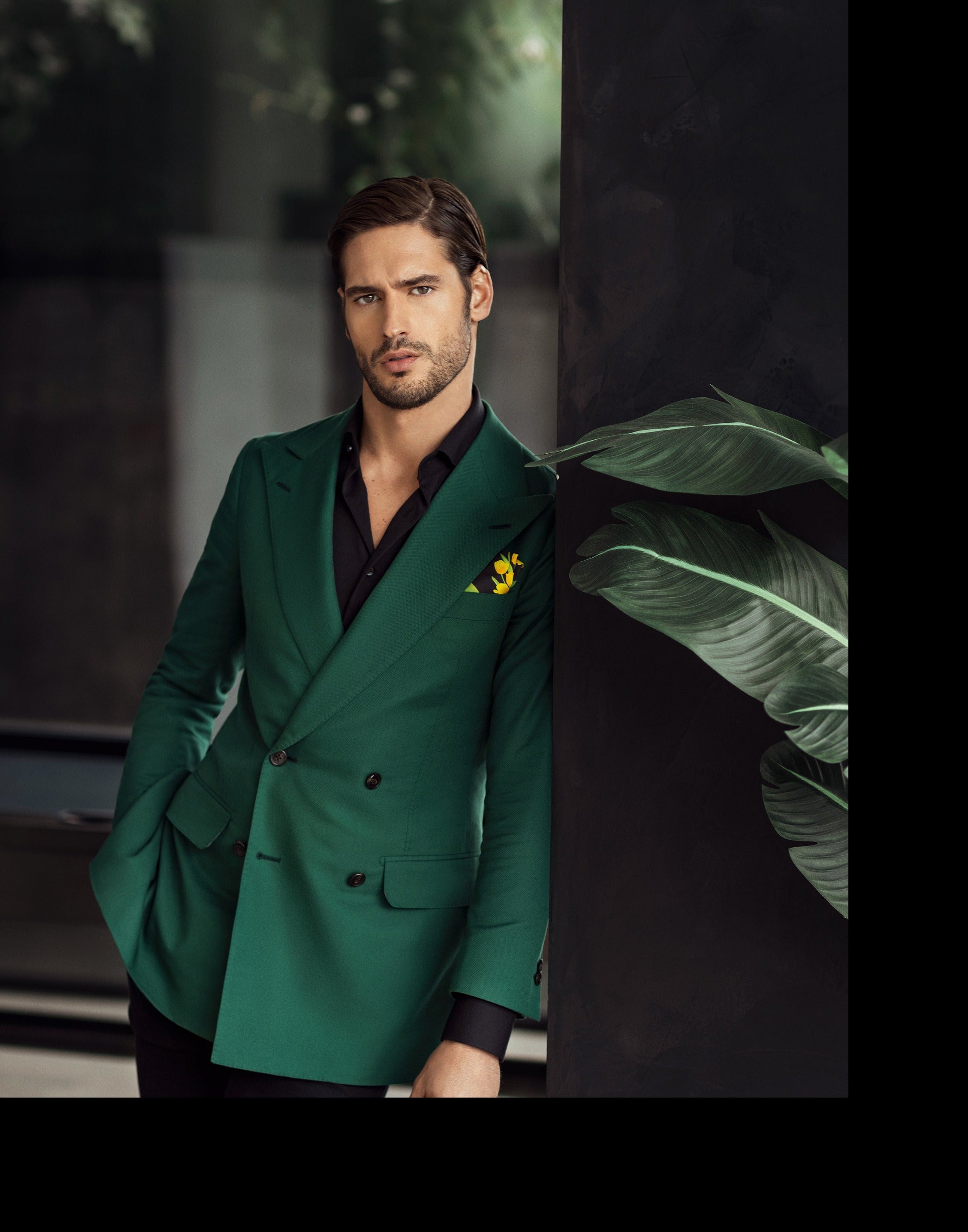 Green single deals breasted coat