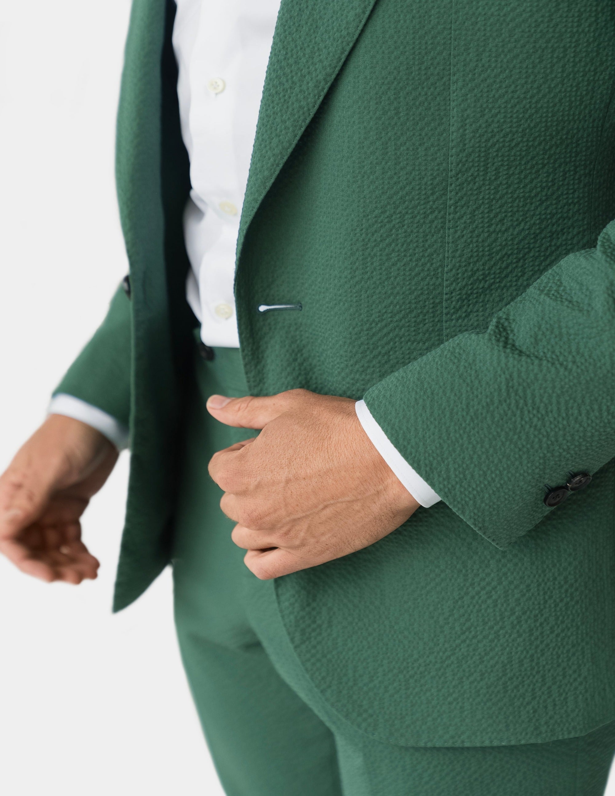 Green Seersucker Single Breasted Suit - Samir Bachkami