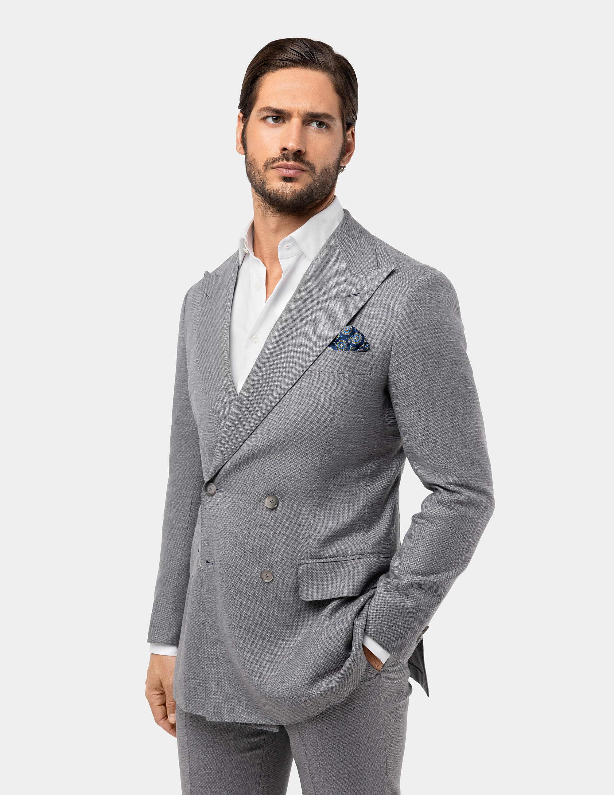 Grey Double Breasted Suit - Samir Bachkami