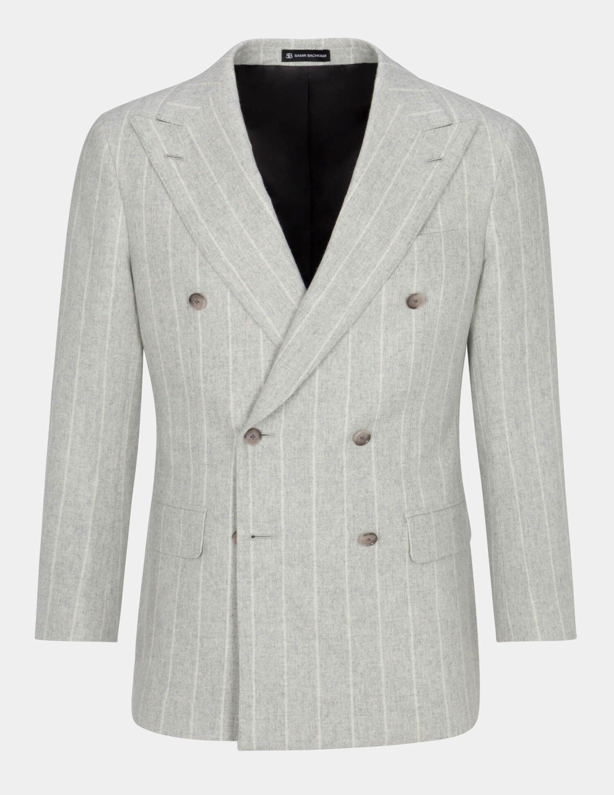 Grey White Stripe Double Breasted Suit - Samir Bachkami