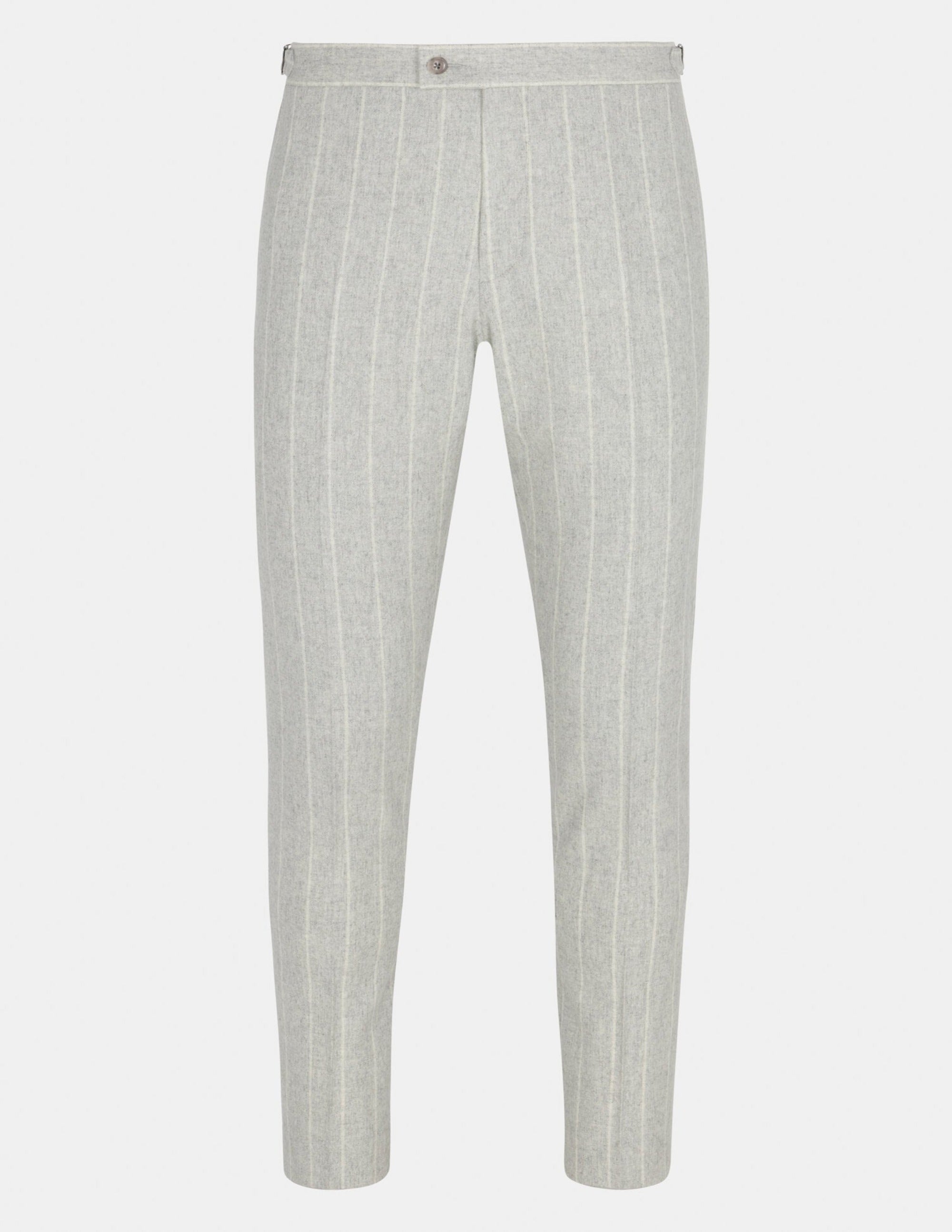 Grey White Stripe Wool Cashmere Trousers - Samir Bachkami
