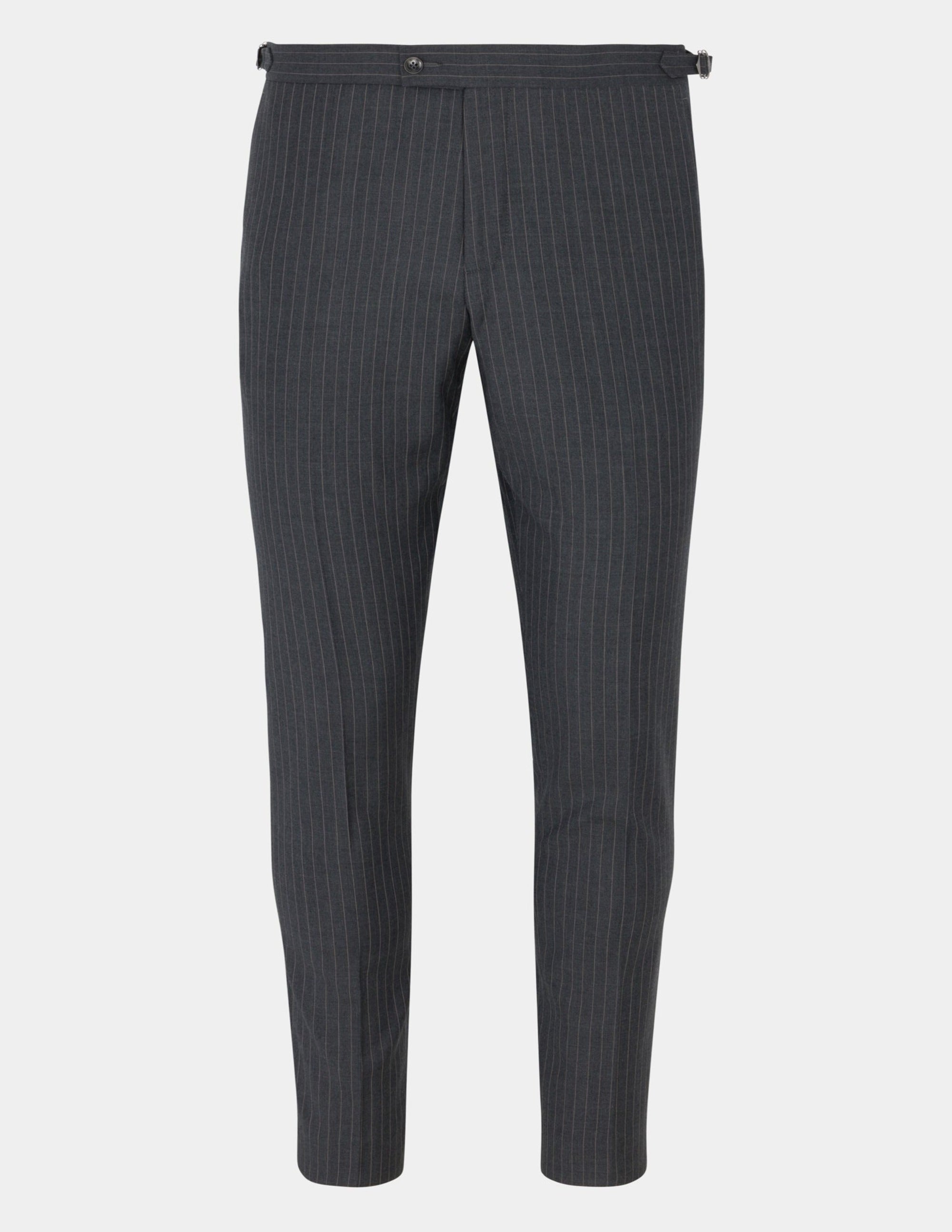 Grey White Stripes Wool Double Breasted Suit - Samir Bachkami