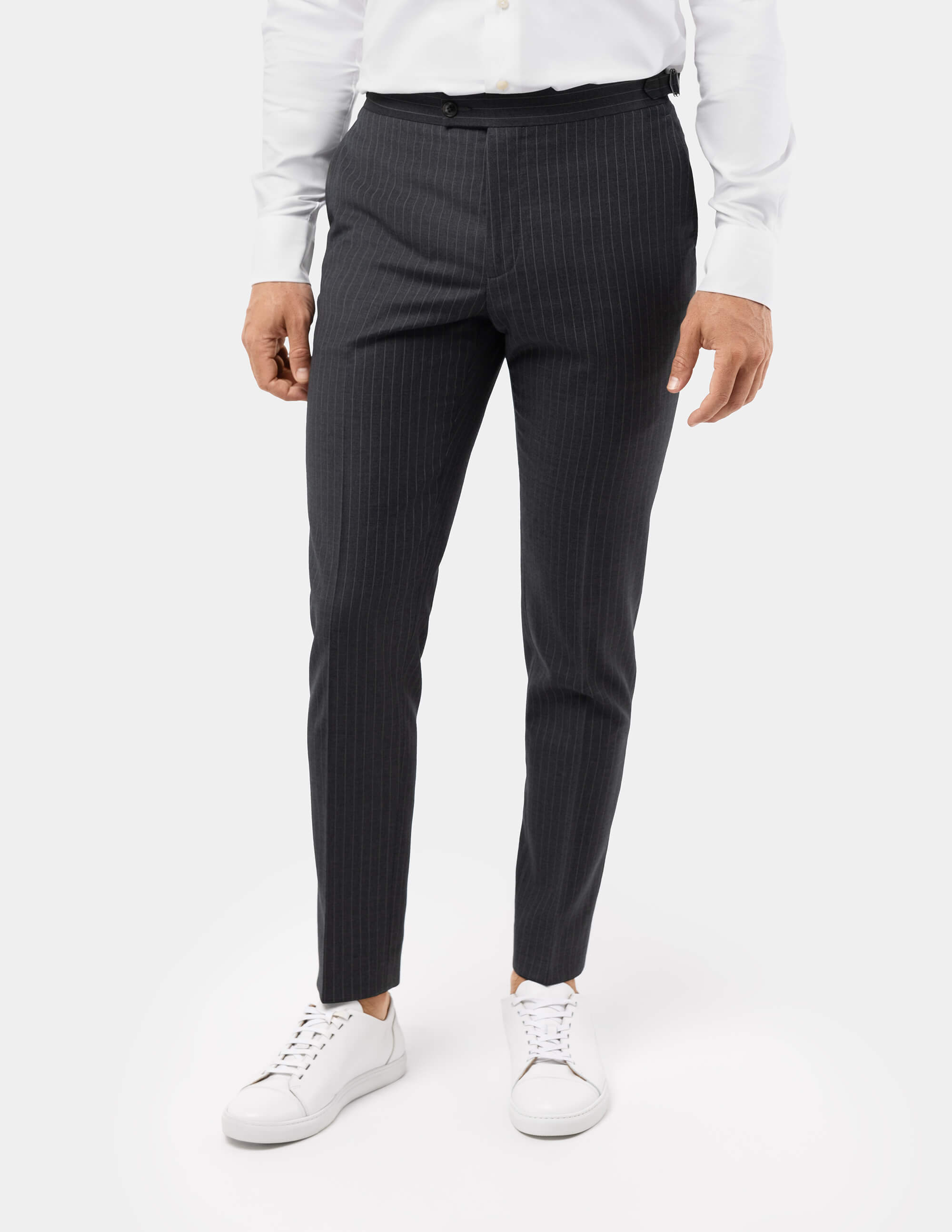 Grey White Stripes Wool Trousers - Samir Bachkami