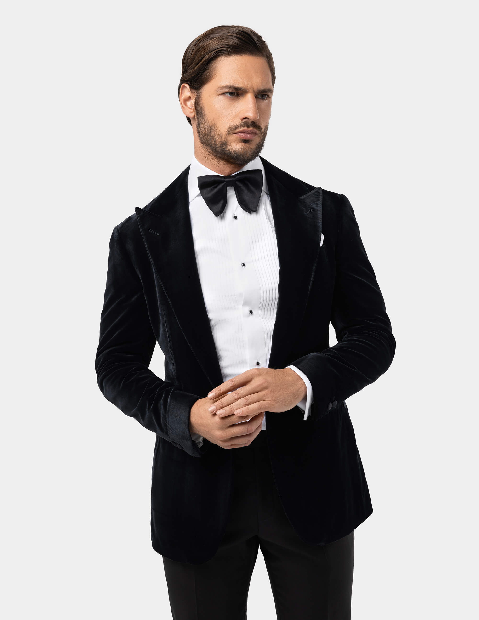 Light Black Velvet Single Breasted Suit - Samir Bachkami