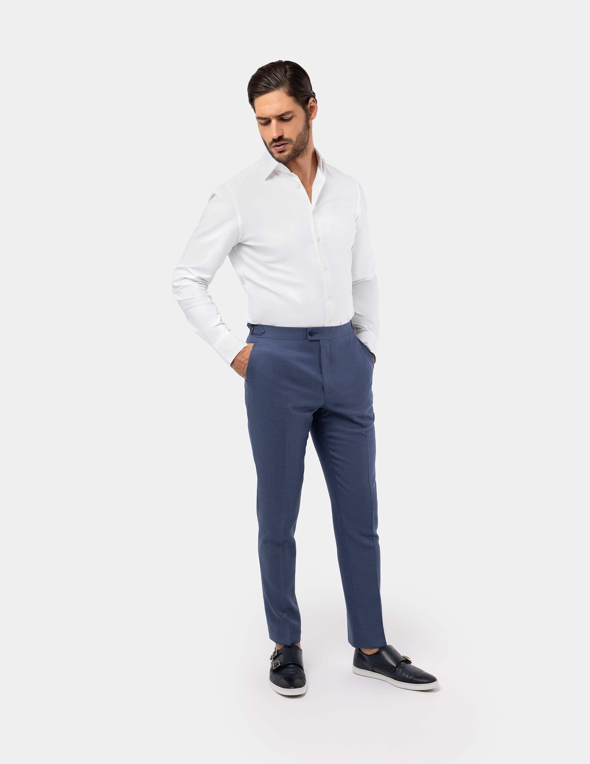 Light Blue Wool Trousers - Samir Bachkami