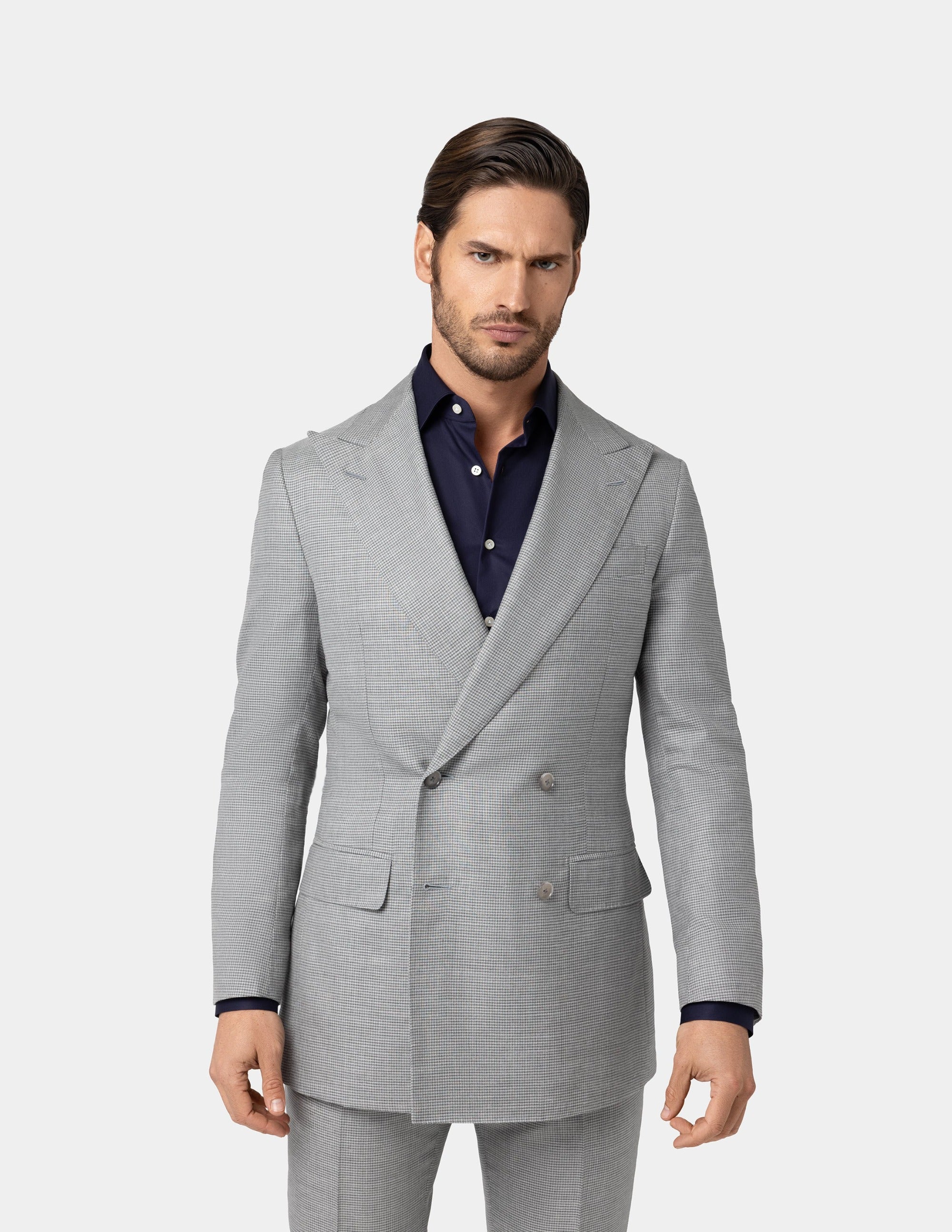 Light Grey Double Breasted Suit - Samir Bachkami