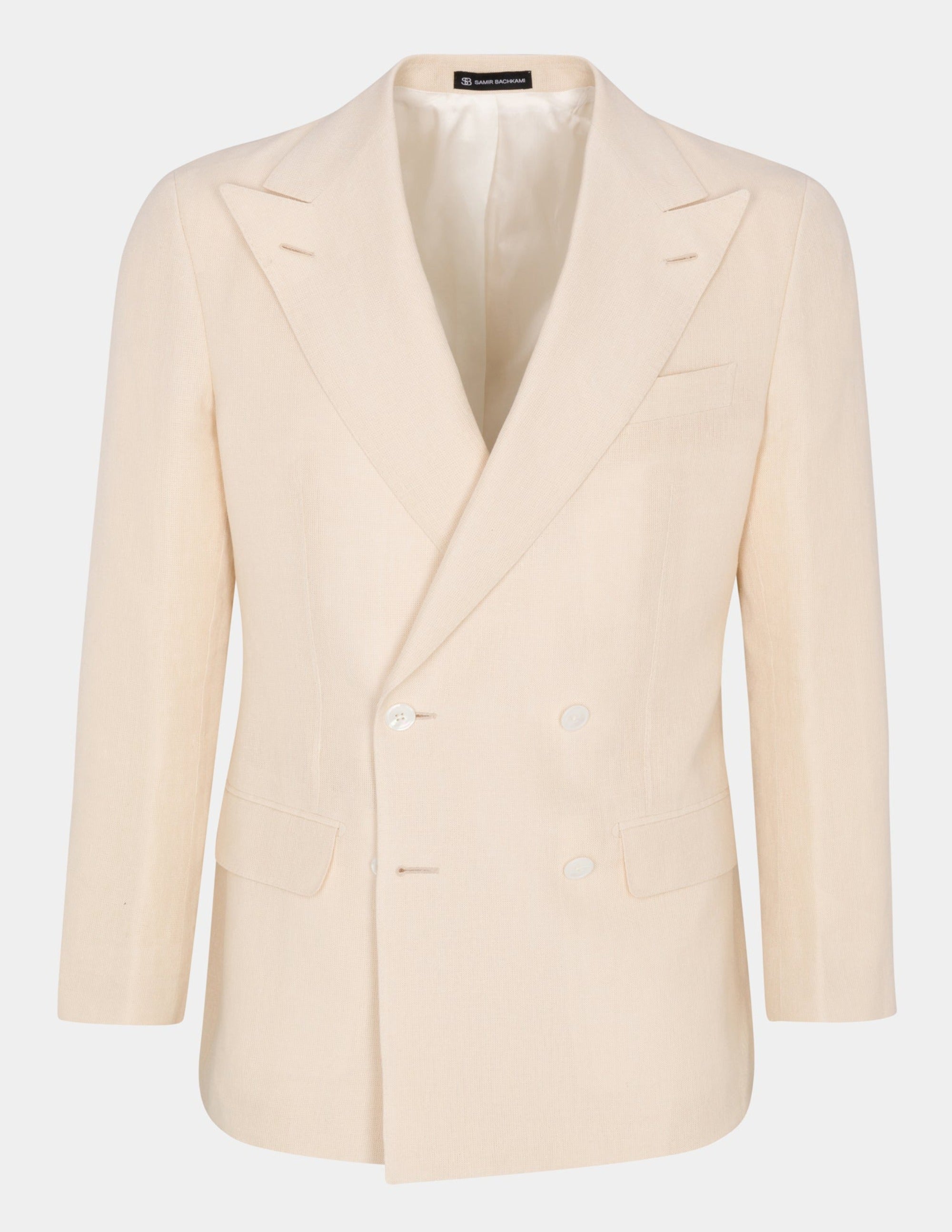 Light Sand Linen Double Breasted Suit - Samir Bachkami