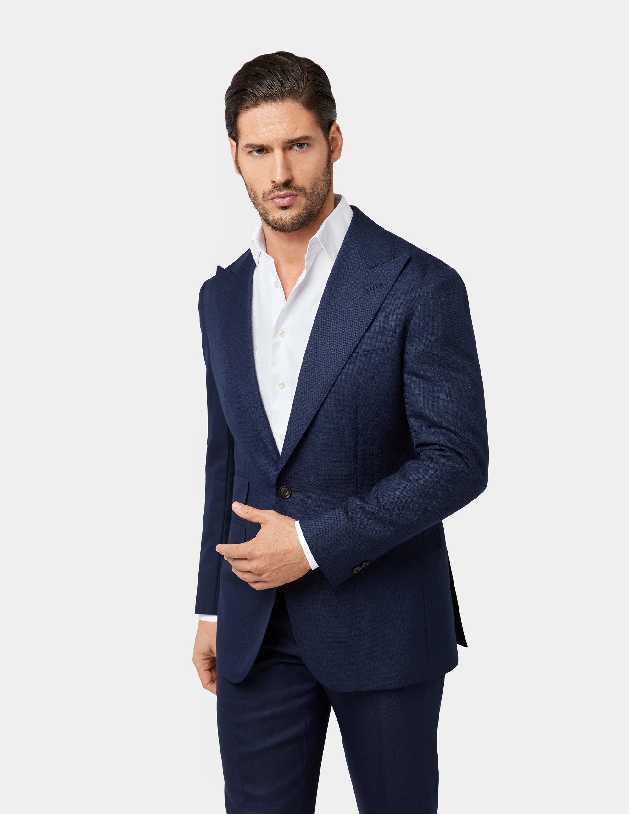Navy Blue Single Breasted Suit - Samir Bachkami