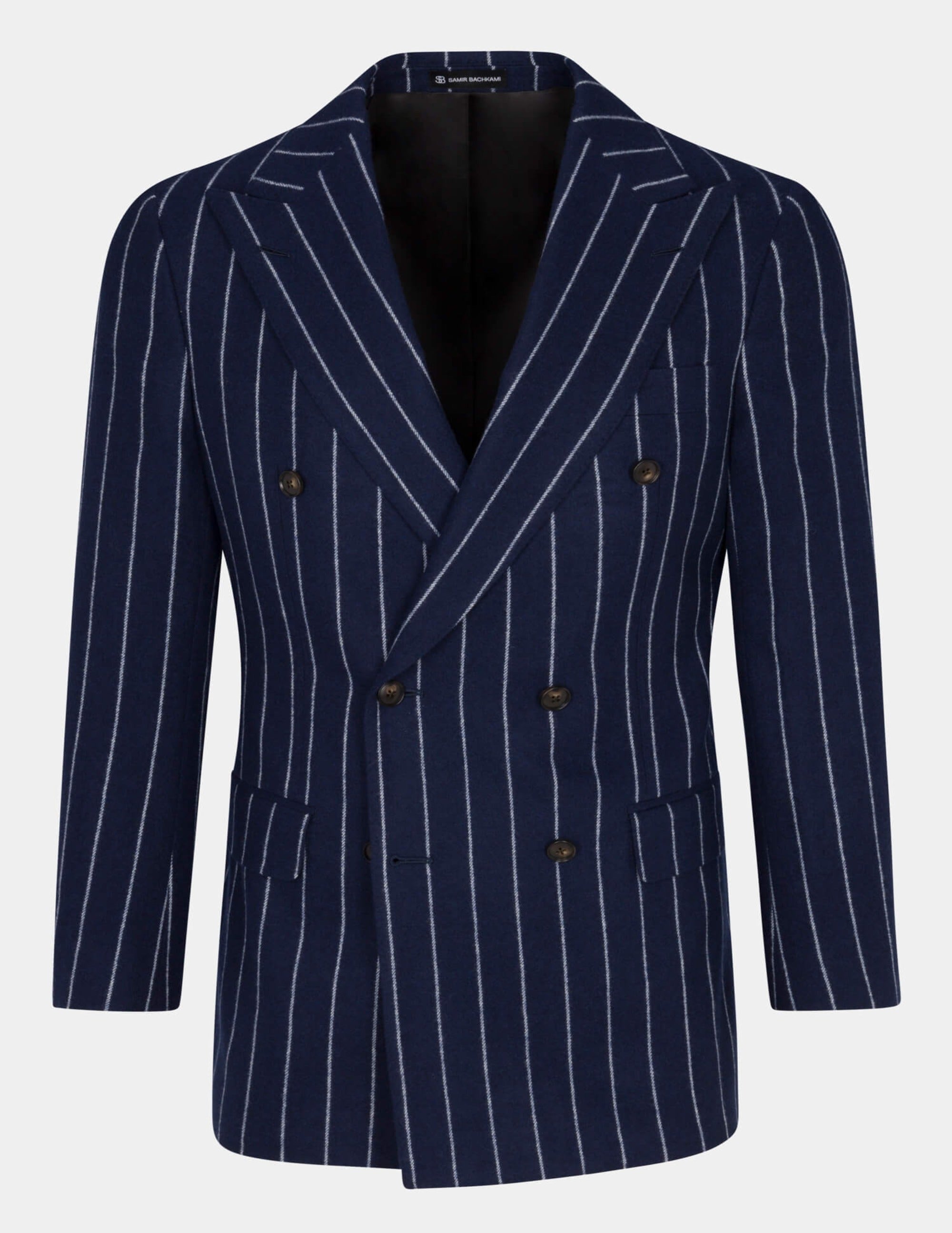 Navy White Stripe Double Breasted Suit - Samir Bachkami