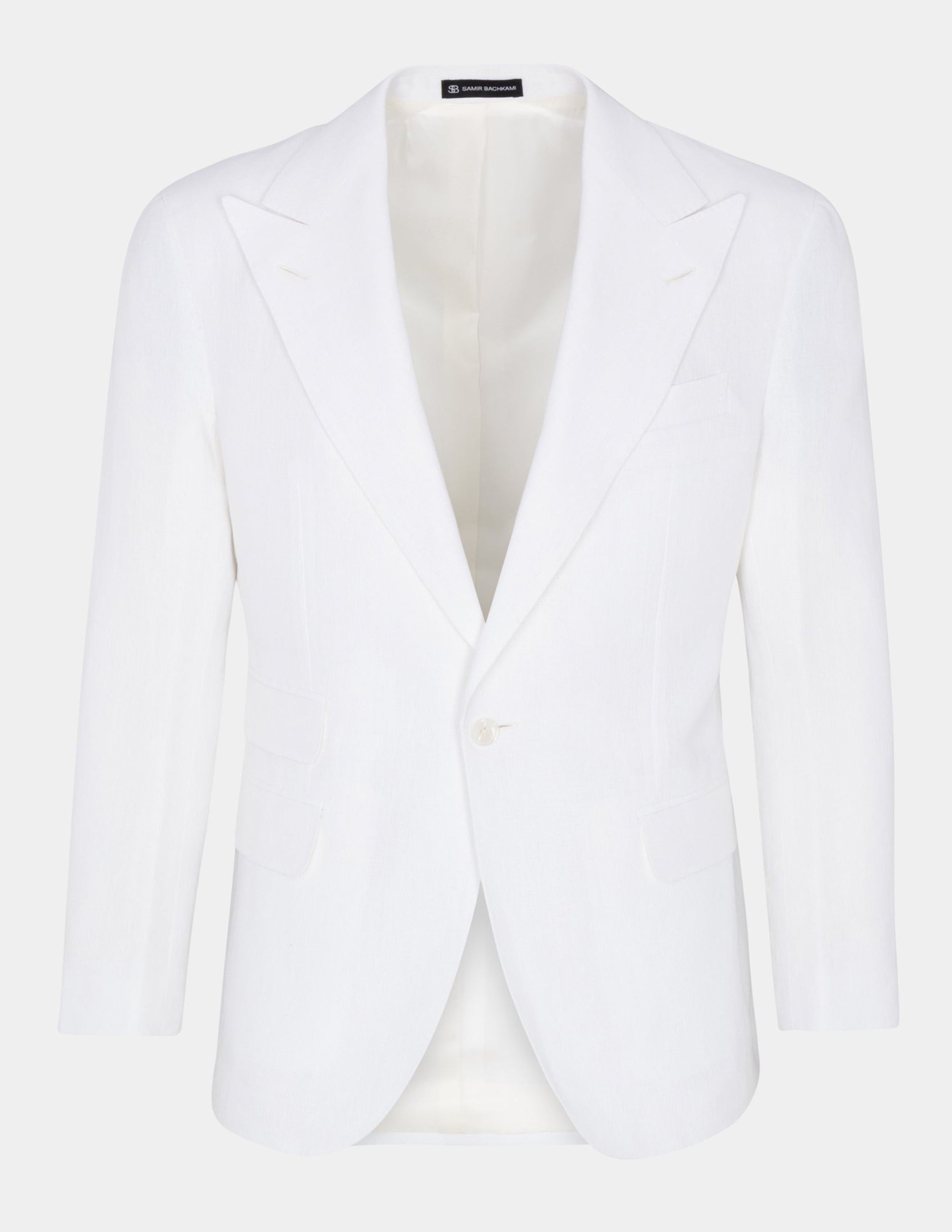 White Linen Single Breasted Peak Suit - Samir Bachkami