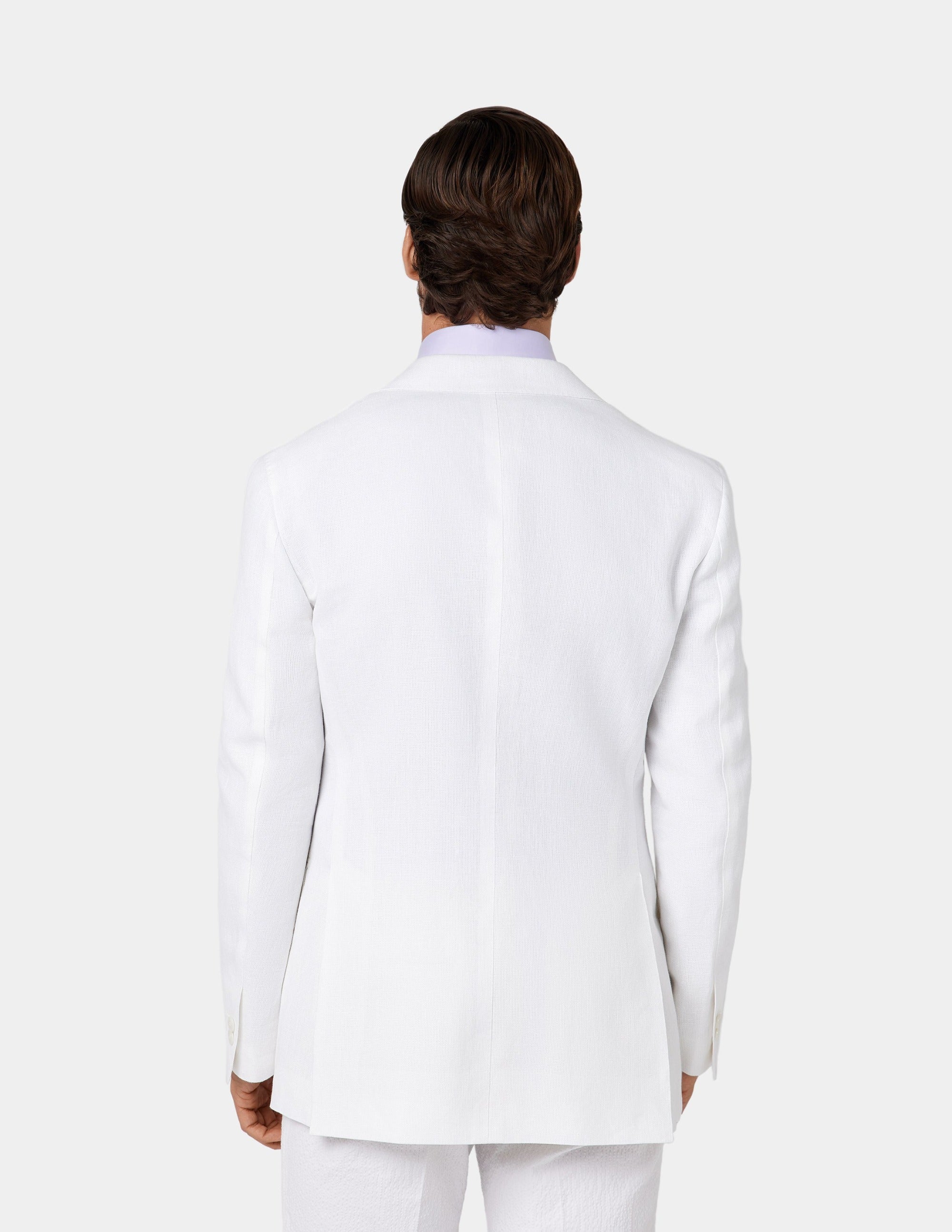 White Linen Single Breasted Peak Suit - Samir Bachkami