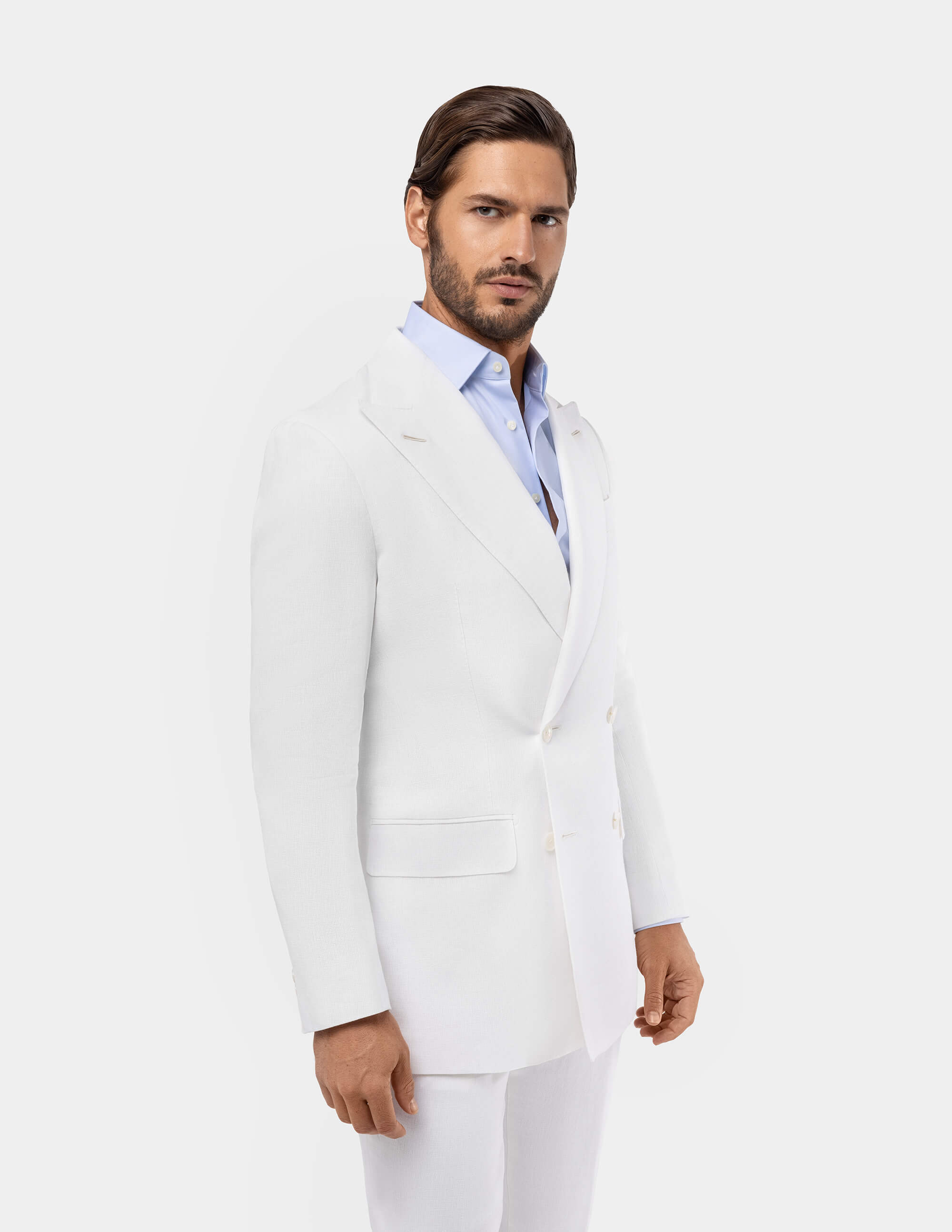 White Optical Double-Breasted Suit - Samir Bachkami