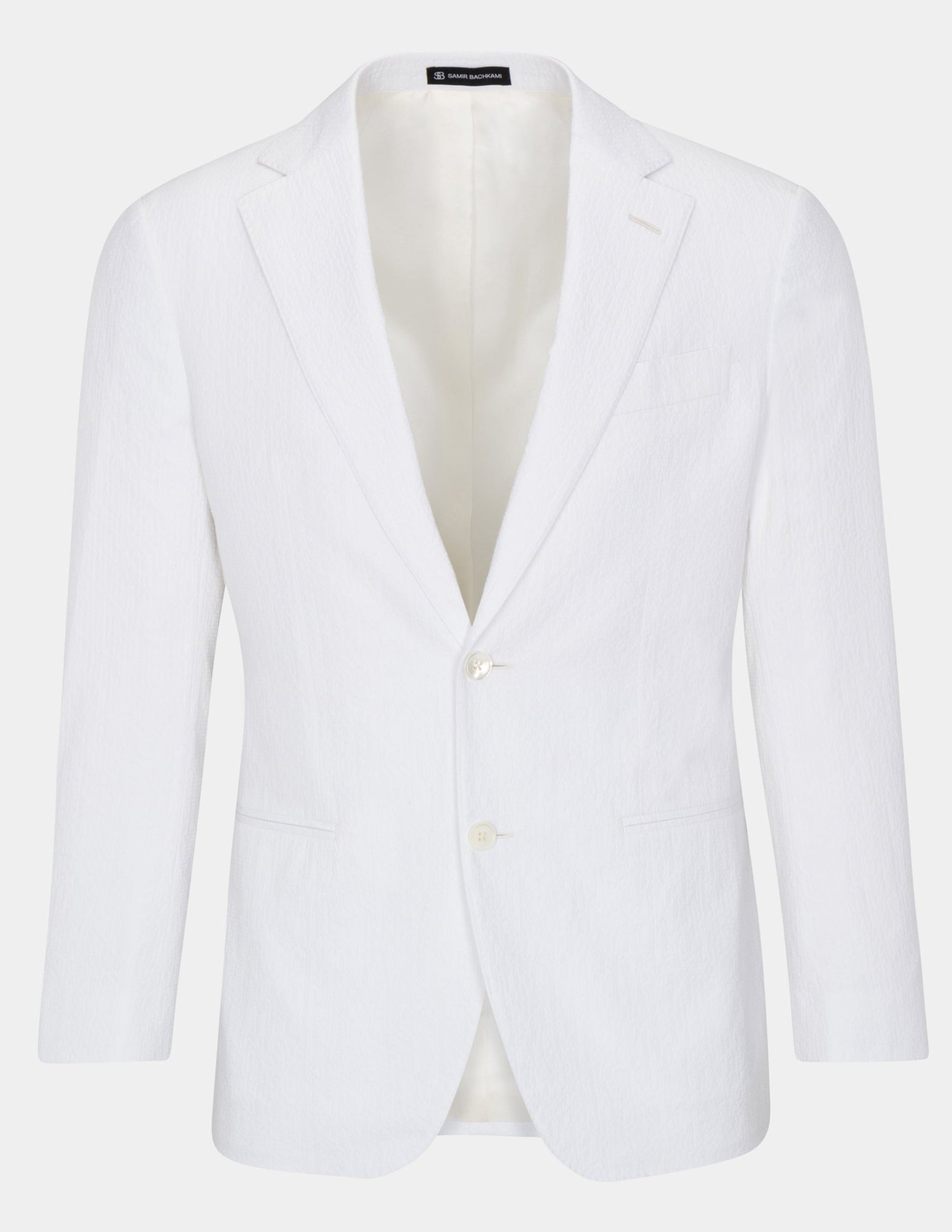 White Seersucker Single Breasted Suit - Samir Bachkami