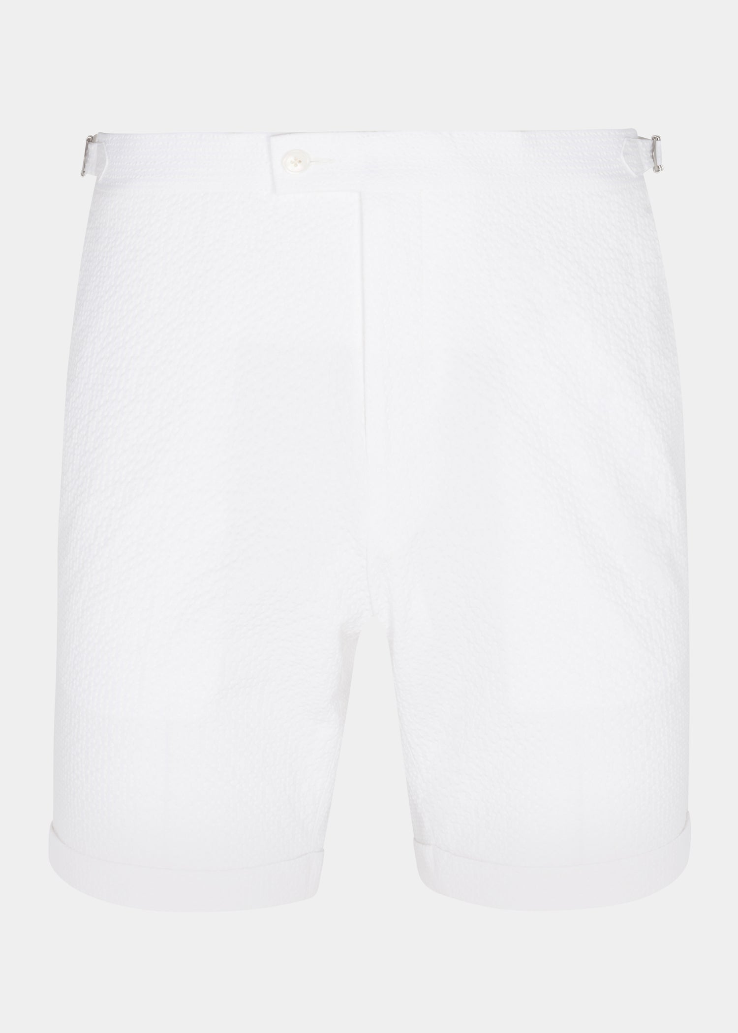 White Seersucker Stretch Shorts - Samir Bachkami