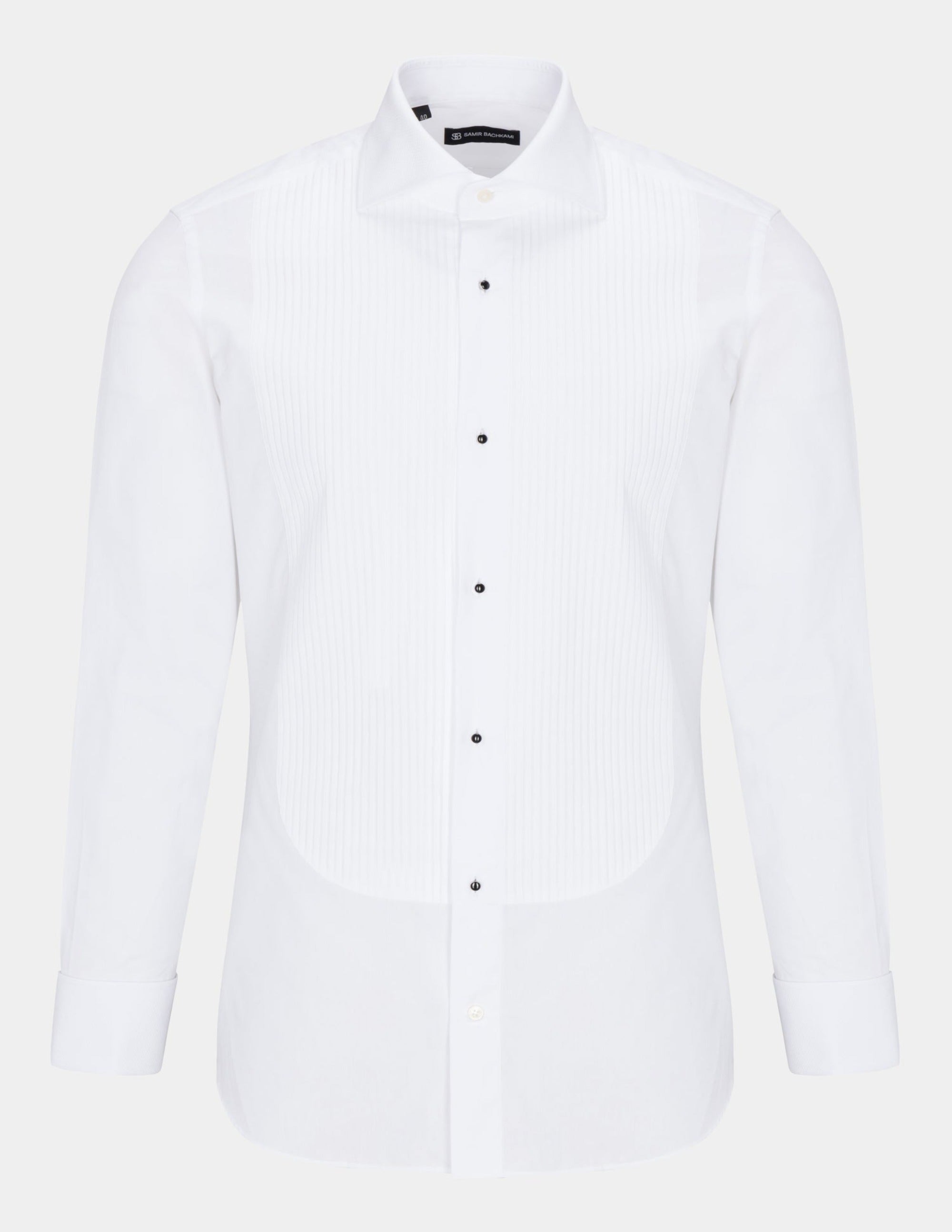 White Slim Fit Tuxedo Shirt - Samir Bachkami